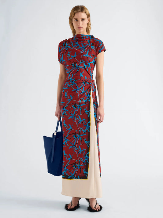 Anais Floral-Print Gathered Button-Side Maxi Dress-Proenza Schouler-Boyds Philadelphia