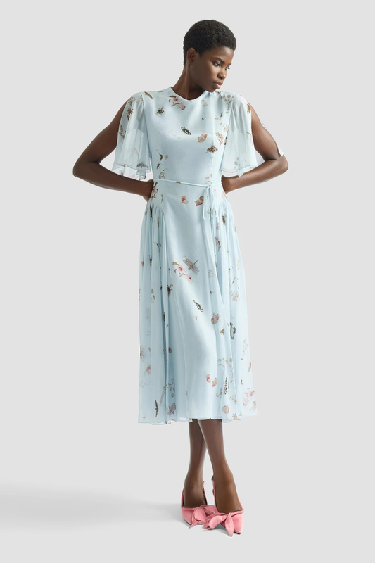 Printed Silk Voile Midi Dress-ERDEM-Boyds Philadelphia