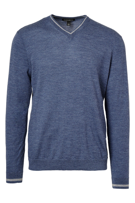 V-Neck w/ Stripe Trim Sweater-Autumn Cashmere-Boyds Philadelphia