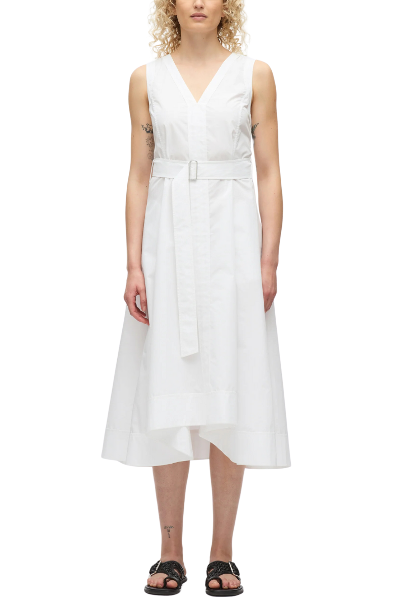 Crisscross Back Midi Dress | Modern Poplin A-Line Design Crisscross Back Midi Dress | Modern Poplin A-Line Design