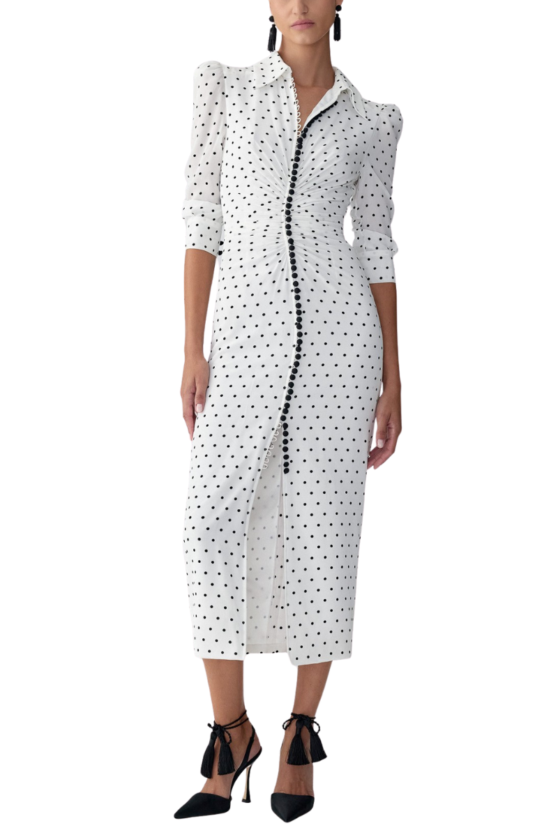 Polka Dot Shirt Dress, IVORY MULTI / 8