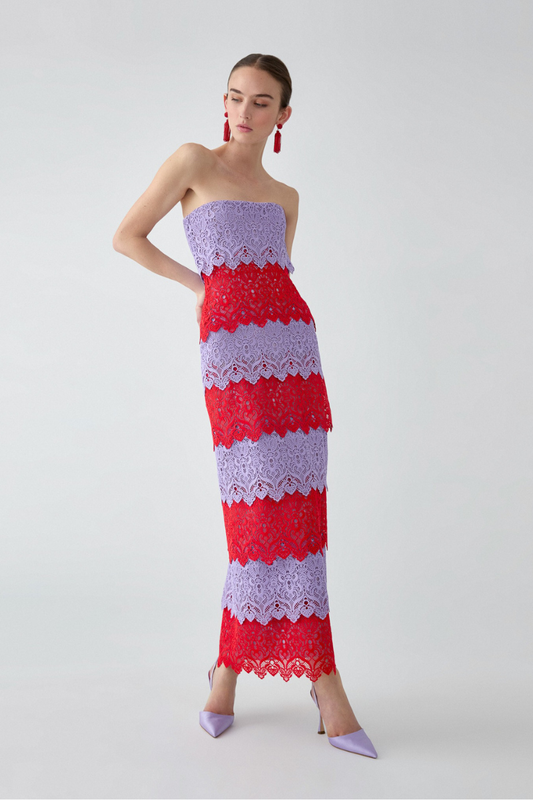 Lace Trim Strapless Dress-Carolina Herrera-Boyds Philadelphia