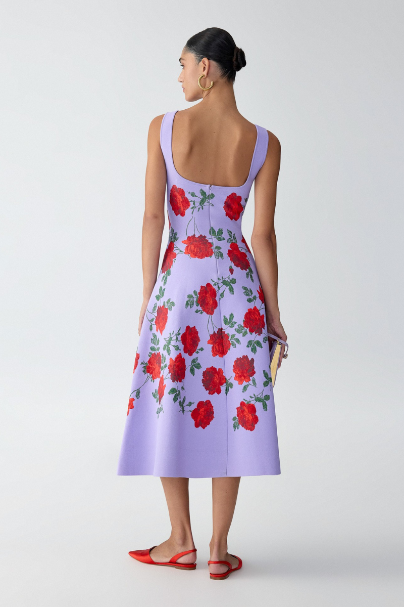 Rose Jacquard Dress-Carolina Herrera-Boyds Philadelphia