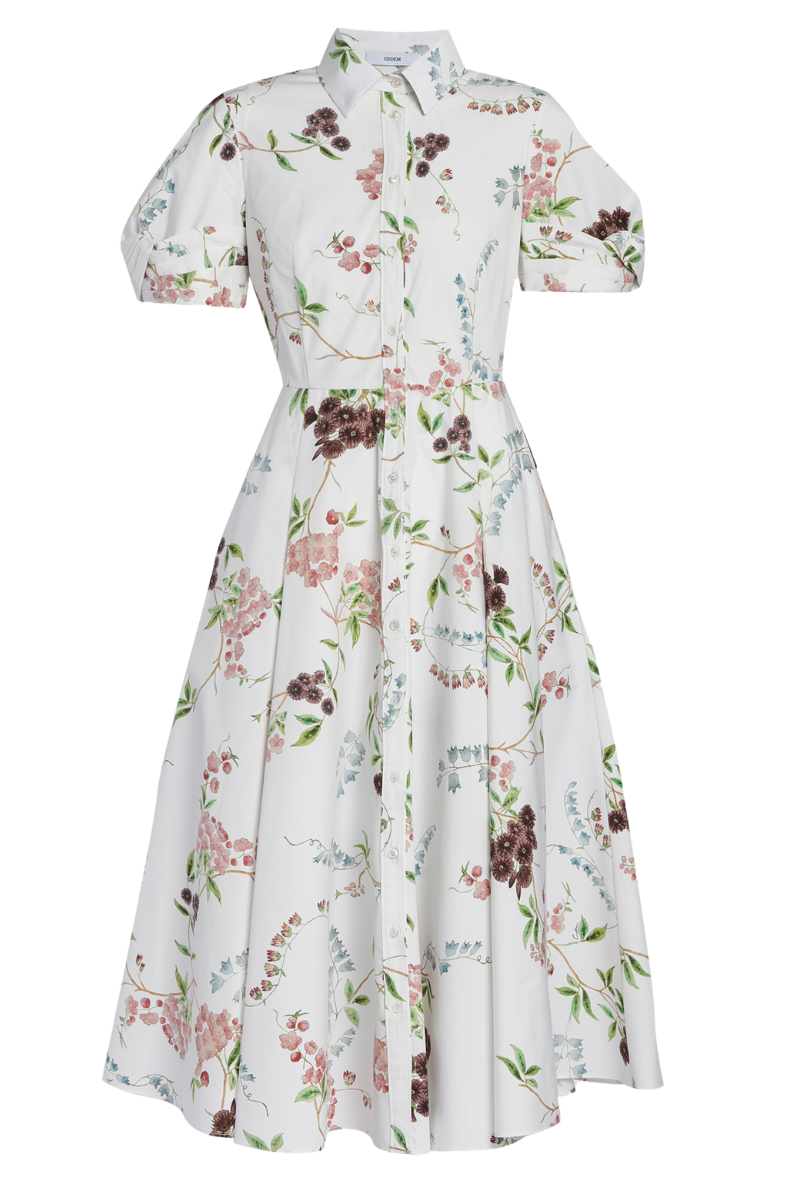 erdem shirt dress Belted floral shirt dress in blue - Erdem