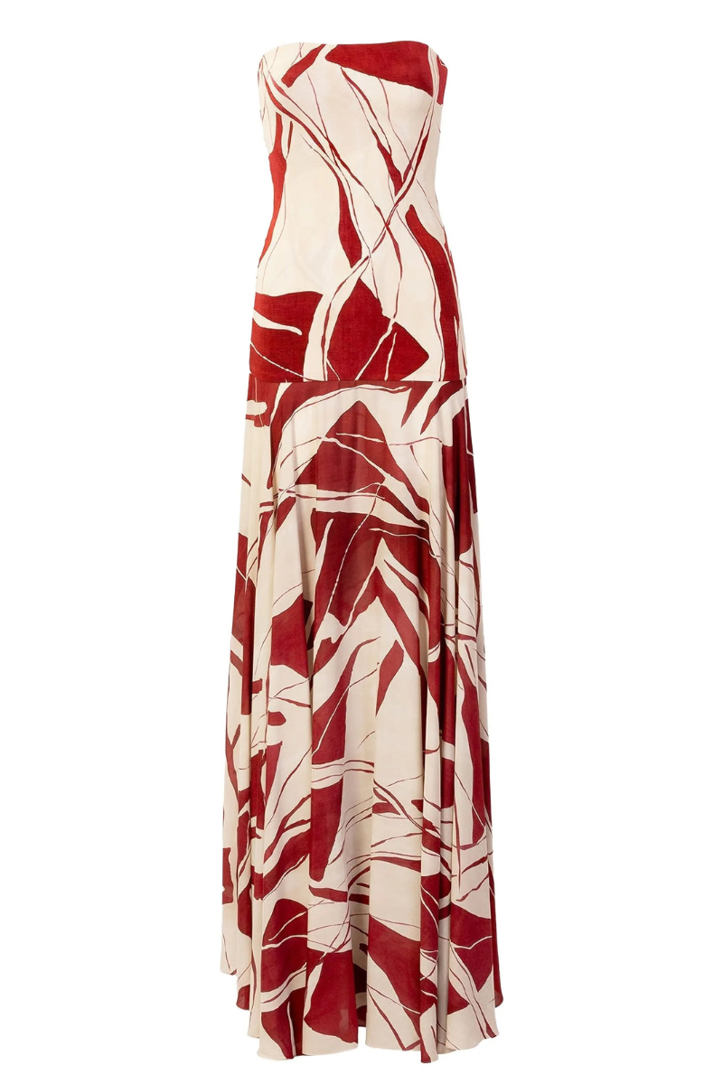 Muriel Dress, BEIGE-BURG ABSTRACT / M
