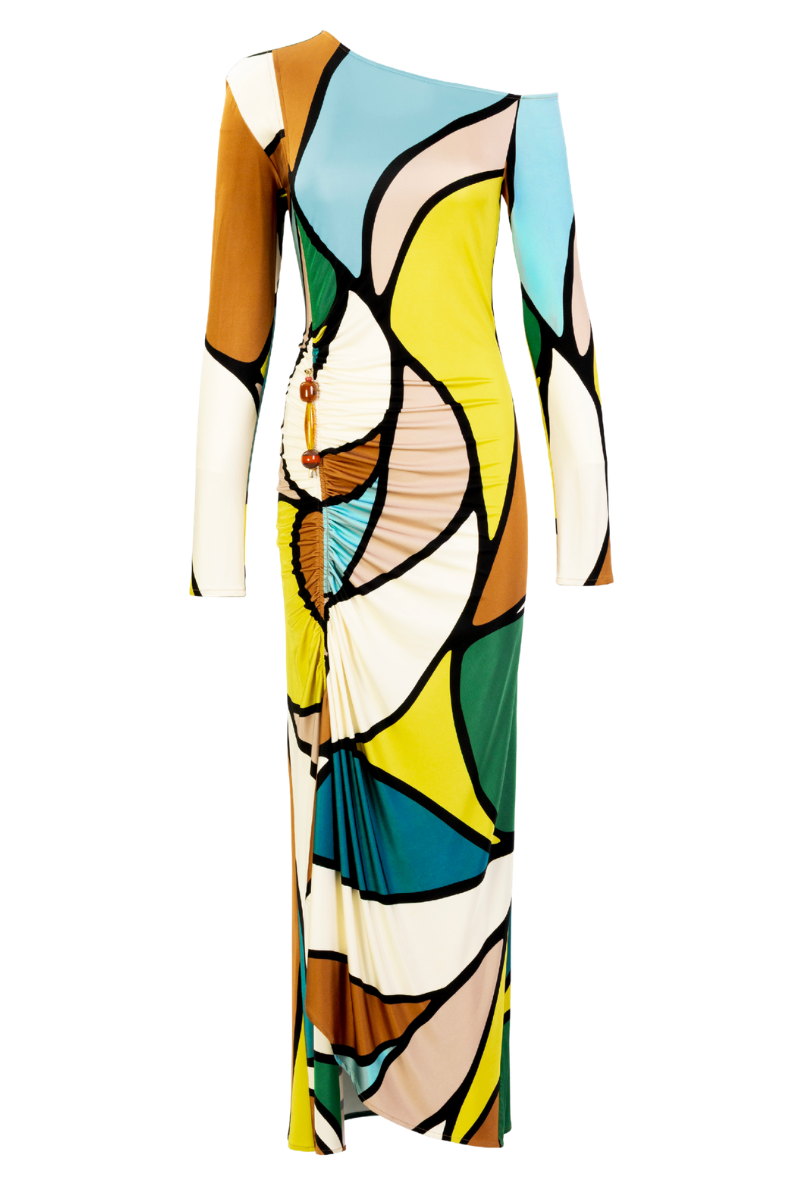 emerald green dresses for women Silvia Tcherassi Babette Sequin-Trim Midi Dress Aqua Floral Silk Size –  Celebrity Owned main image 1