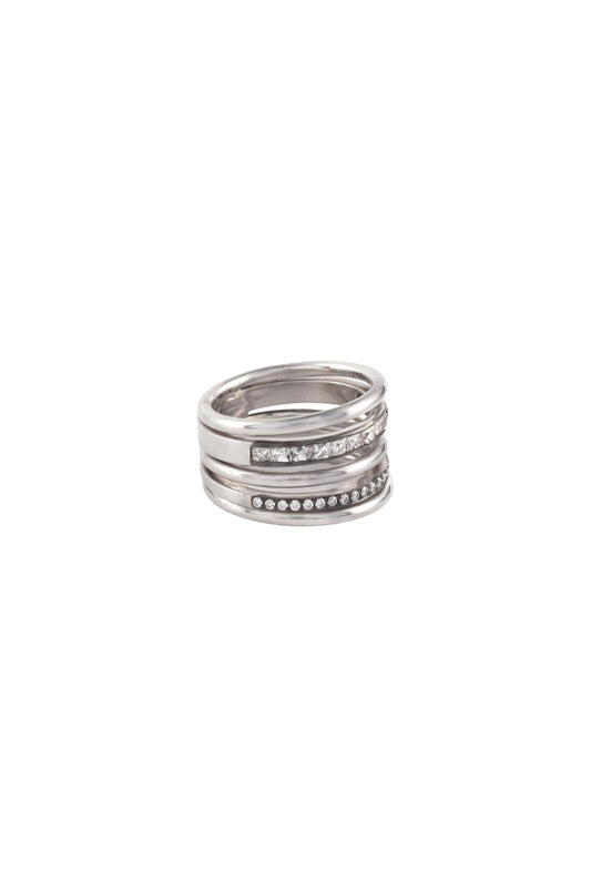 French Cut and Round Diamond Spiral Ring-Sylva & Cie.-Boyds Philadelphia