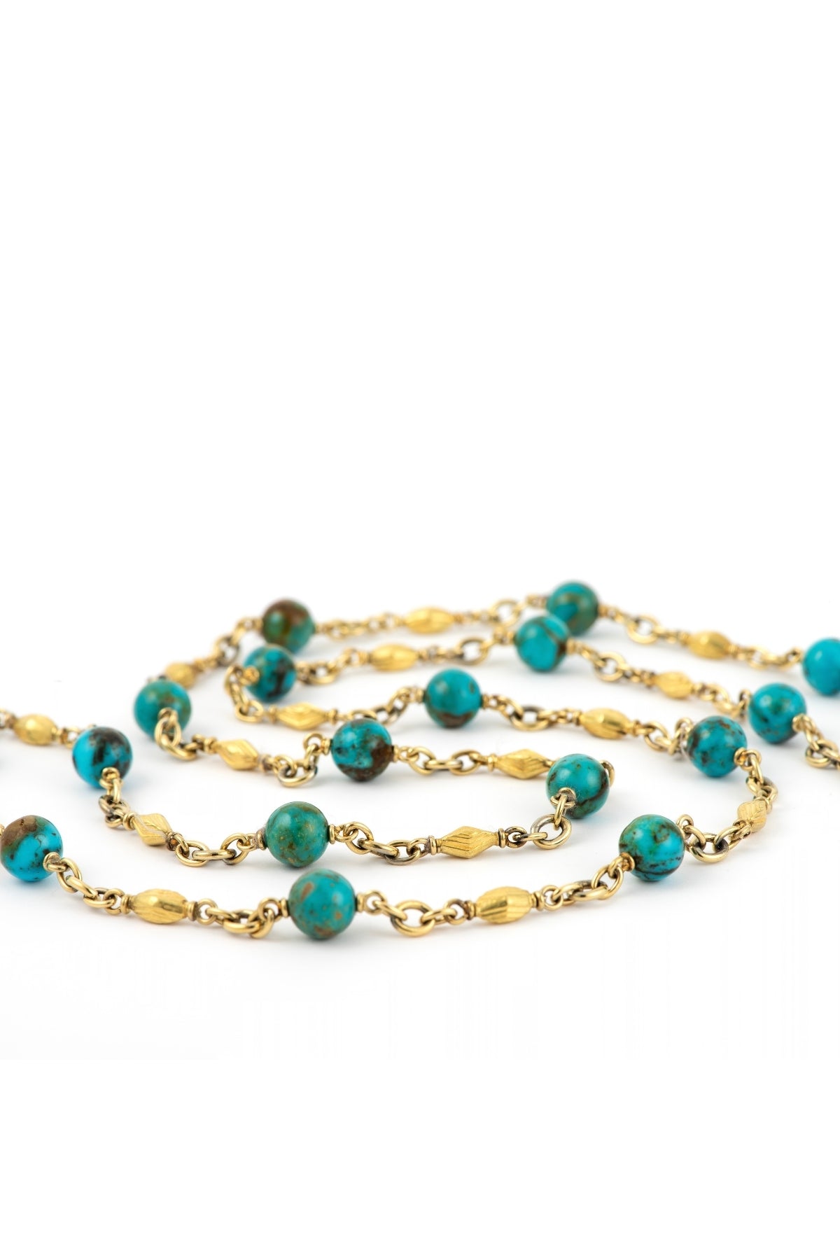 Turquoise Bead & Gold Bead Necklace