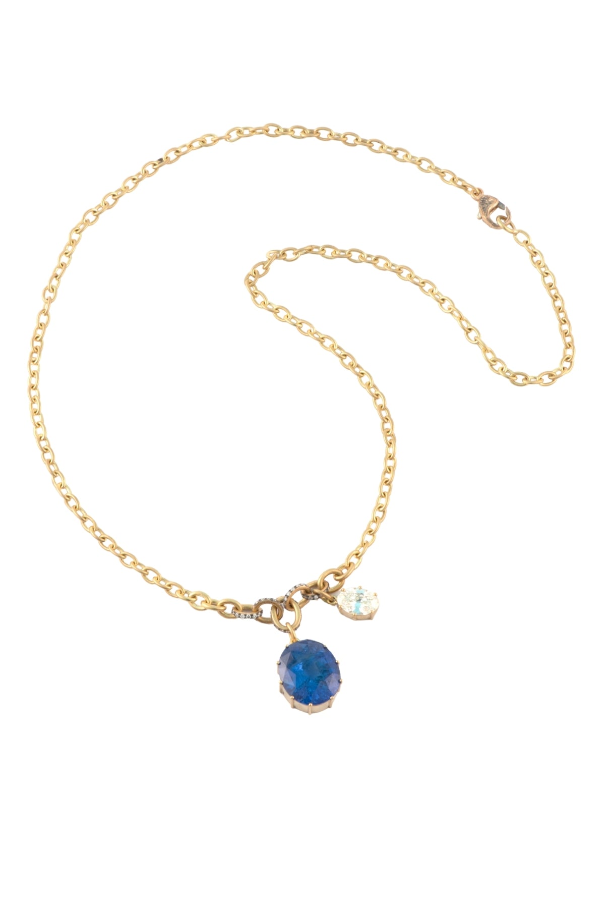 Ceylon Sapphire and Diamond Pendant and Chain Necklace
