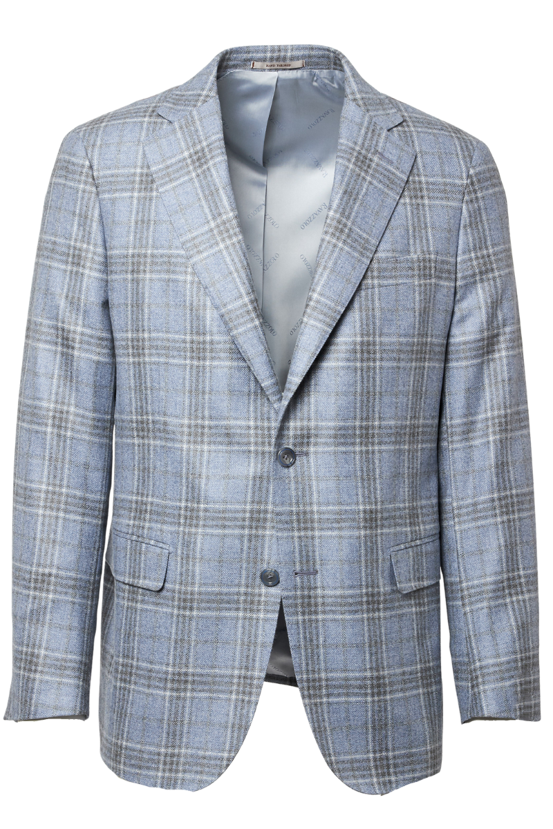 Light Blue Window Plaid Sport Jacket-Ravazzolo-Boyds Philadelphia
