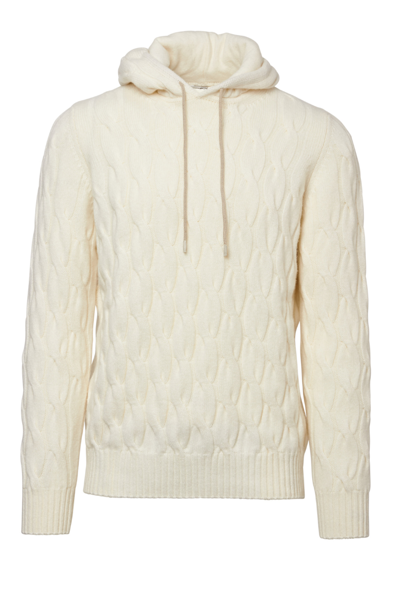 Cable Knit Hooded Sweater by Casheart