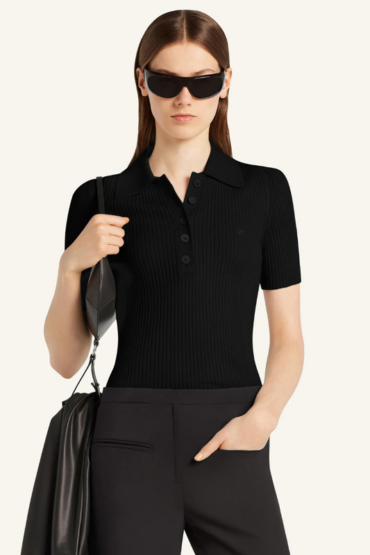 Iconic Rib Knit Polo Shirt-Courrèges-Boyds Philadelphia
