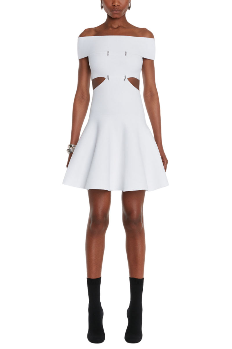 Off-The-Shoulder Slashed Mini Dress by Alexander McQueen Off-The-Shoulder Slashed Mini Dress by Alexander McQueen