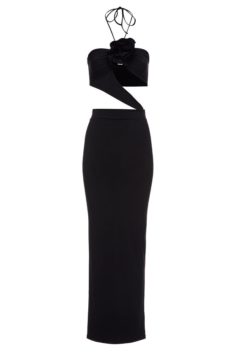 Asymmetrical Cutout Maxi Dress, Black / 8 Asymmetrical Cutout Maxi Dress, Black / 8