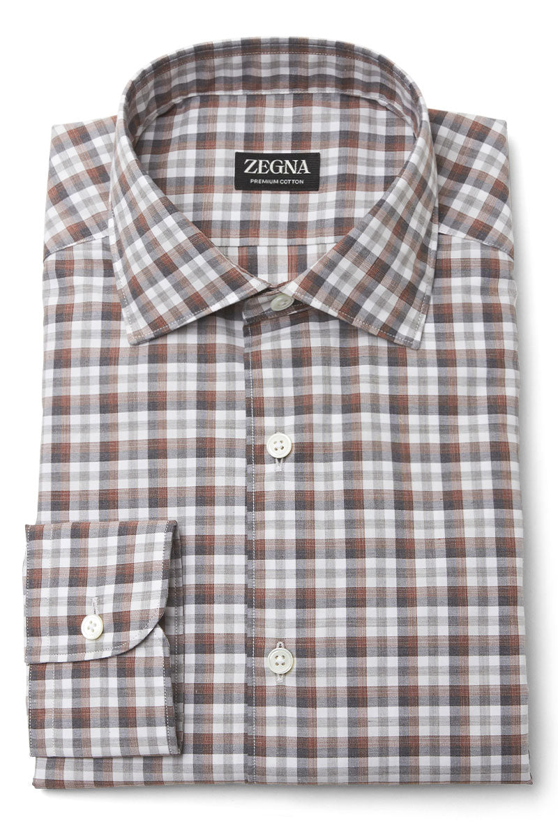 Premium Cotton Check Shirt by Zegna Premium Cotton Check Shirt by Zegna
