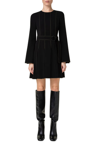 Contrast Stitch Pleated Dress-Akris Punto-Boyds Philadelphia