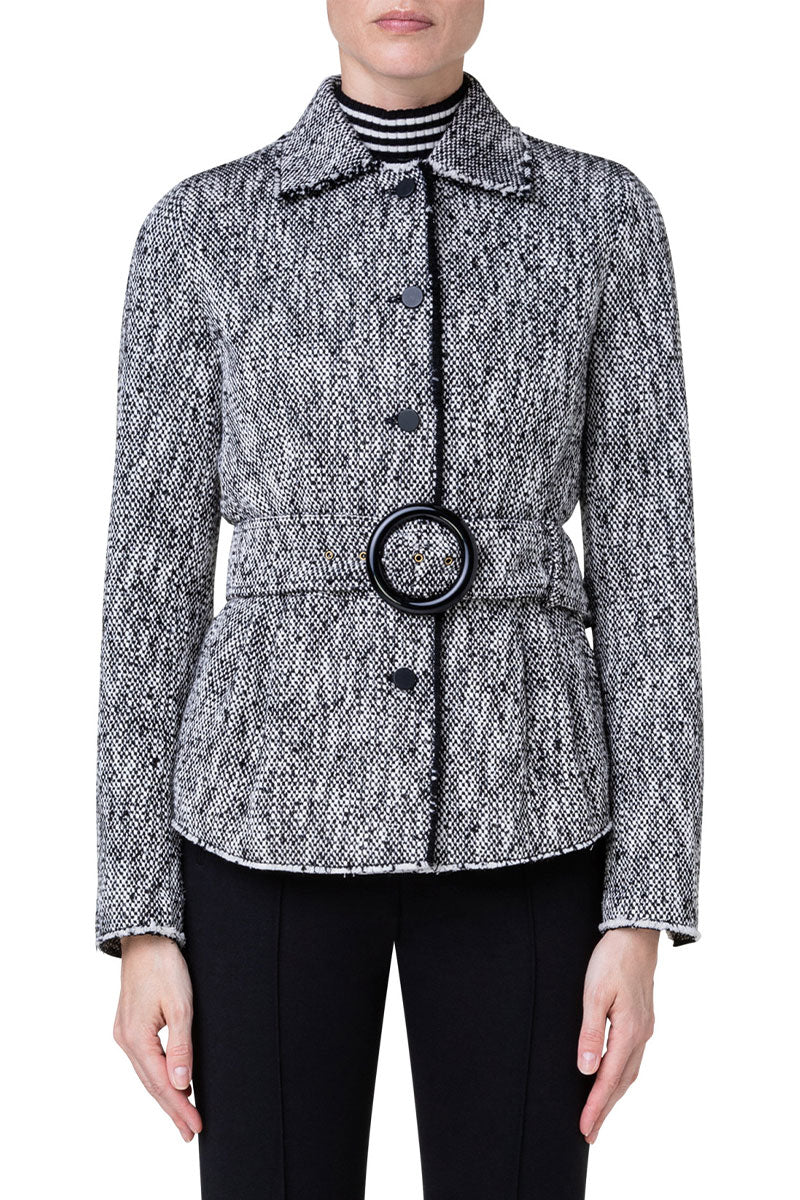 Belted Tweed Jacket-Akris Punto-Boyds Philadelphia