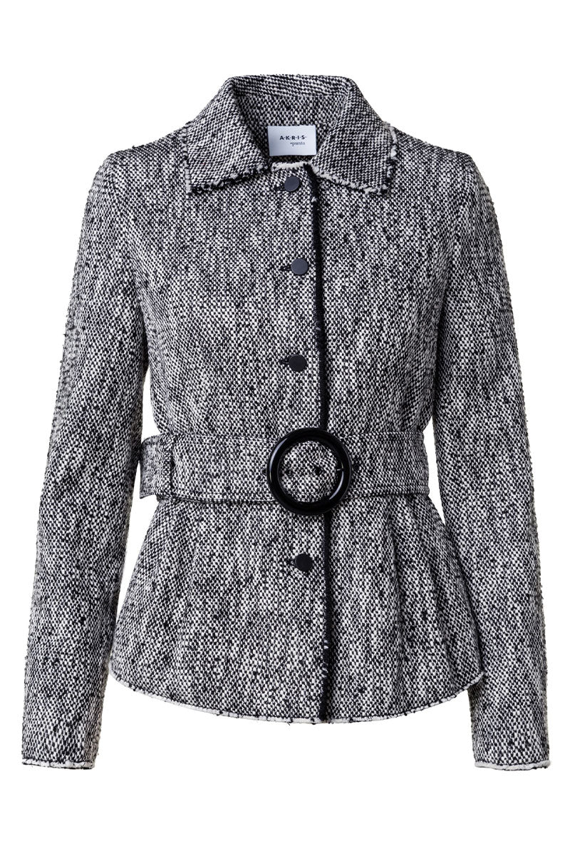 Belted Tweed Jacket-Akris Punto-Boyds Philadelphia