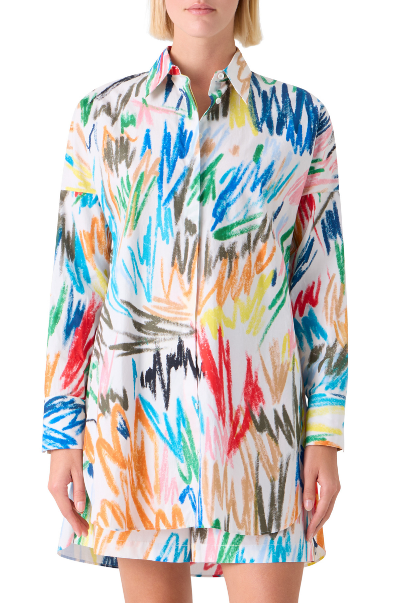 Scribble Print Tunic Blouse-Akris Punto-Boyds Philadelphia
