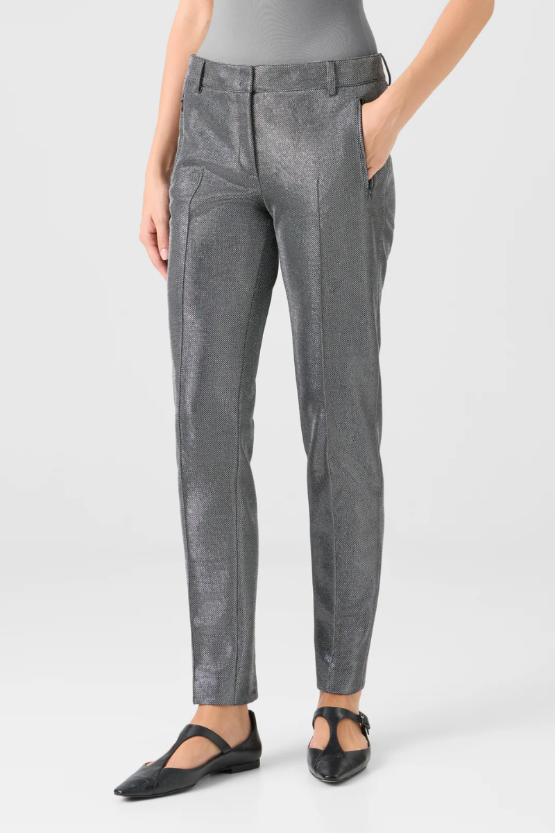 Metallic Birdseye Jersey Fabia Pants-Akris Punto-Boyds Philadelphia