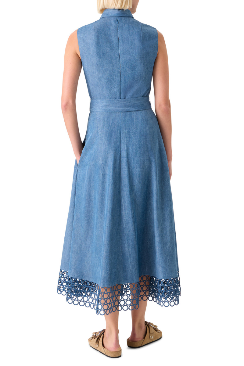 Eyelet Denim Midi Dress-Akris Punto-Boyds Philadelphia