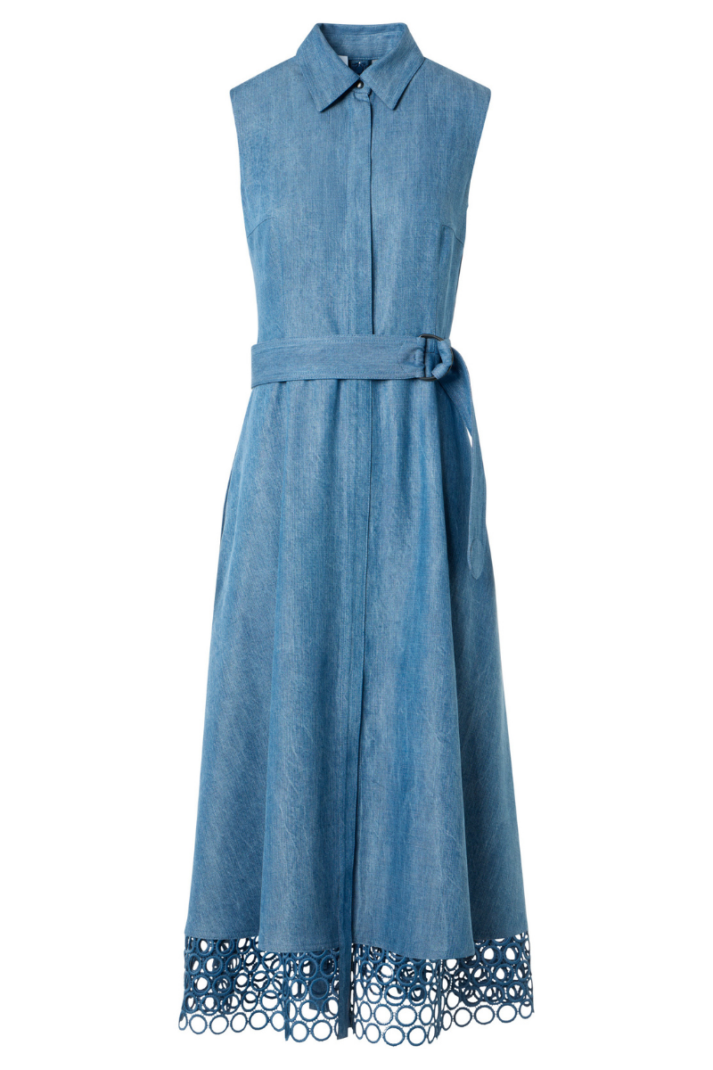 Eyelet Denim Midi Dress-Akris Punto-Boyds Philadelphia