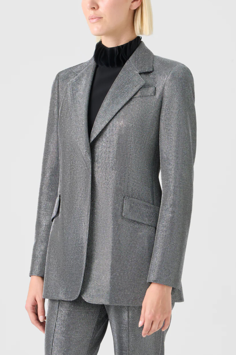 Metallic Birdseye Jersey Blazer-Akris Punto-Boyds Philadelphia