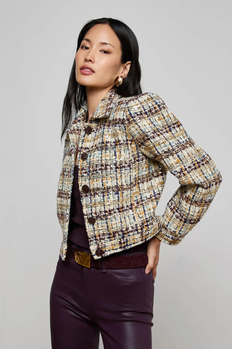 Kasey Sequined Tweed Jacket-L'AGENCE-Boyds Philadelphia