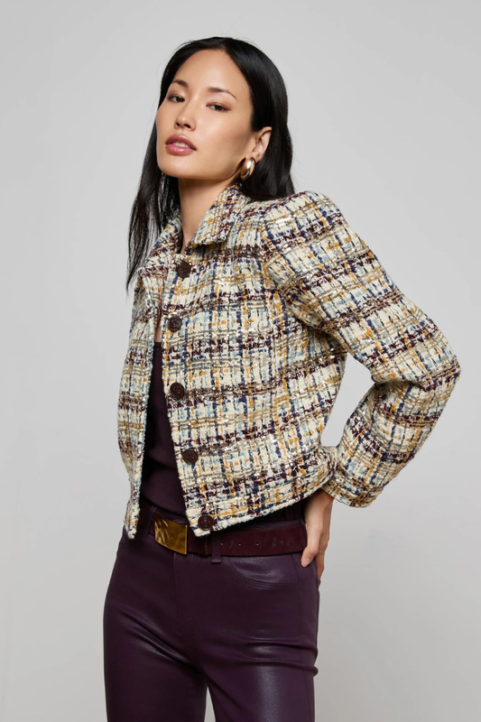 Kasey Sequined Tweed Jacket-L'AGENCE-Boyds Philadelphia