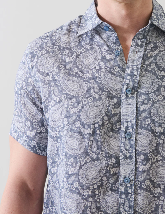 Paisley Print Linen Shirt-Patrick Assaraf-Boyds Philadelphia