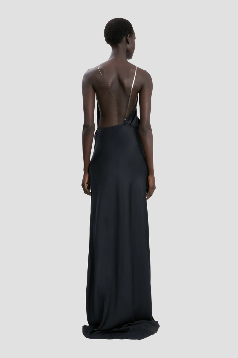 Chain Detail Halter Gown - NAVY / 4 Chain Detail Halter Gown - NAVY / 4