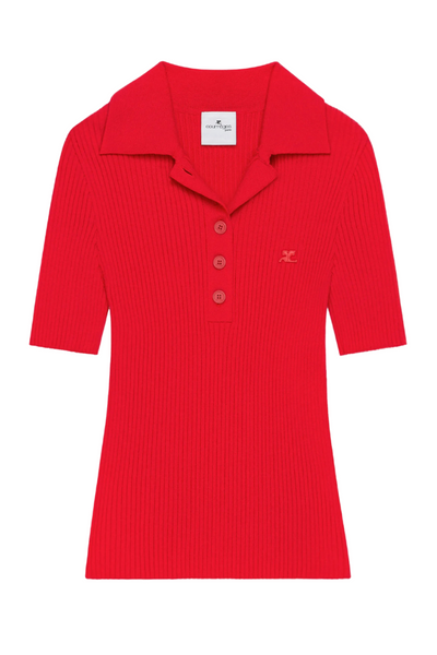 Iconic Rib Knit Polo Shirt by Courrèges