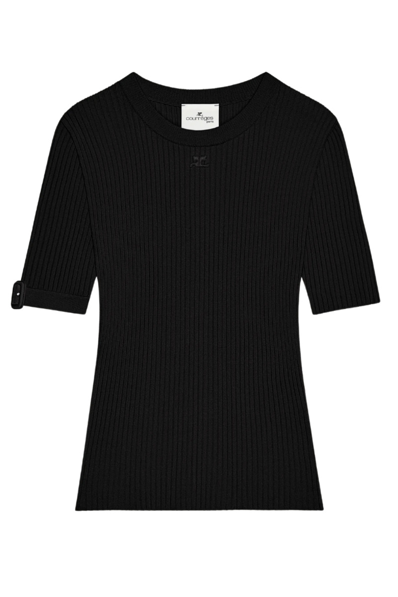 Buckle Rib Knit T-Shirt-Courrèges-Boyds Philadelphia