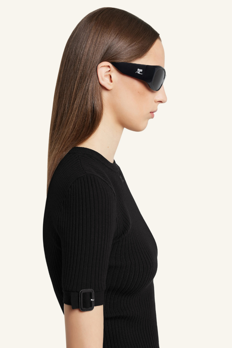 Buckle Rib Knit T-Shirt-Courrèges-Boyds Philadelphia