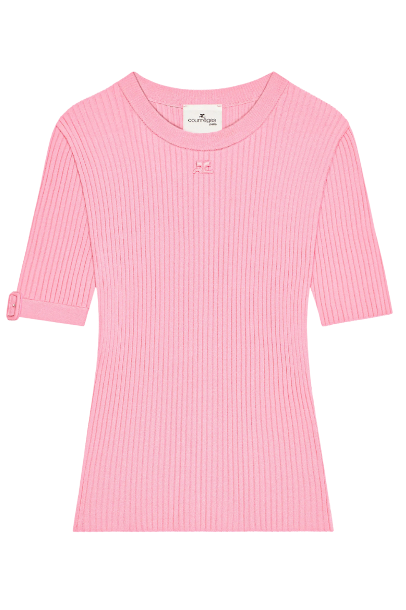Buckle Rib Knit T-Shirt-Courrèges-Boyds Philadelphia