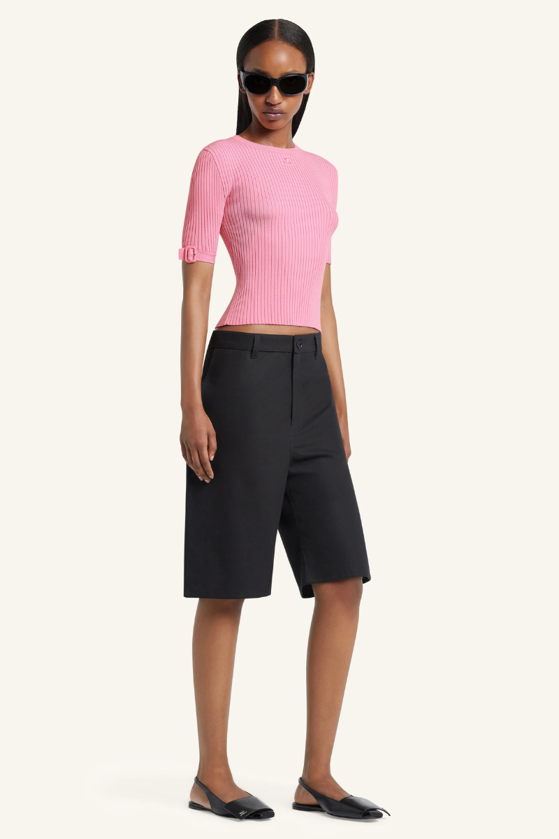 Buckle Rib Knit T-Shirt-Courrèges-Boyds Philadelphia