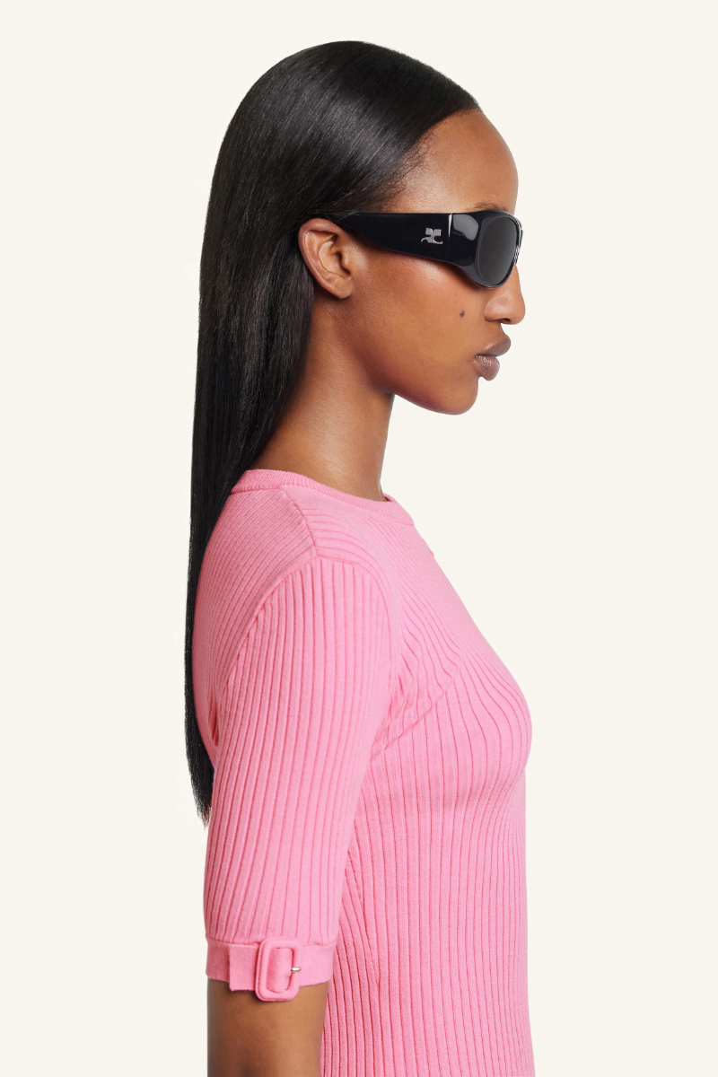 Buckle Rib Knit T-Shirt-Courrèges-Boyds Philadelphia