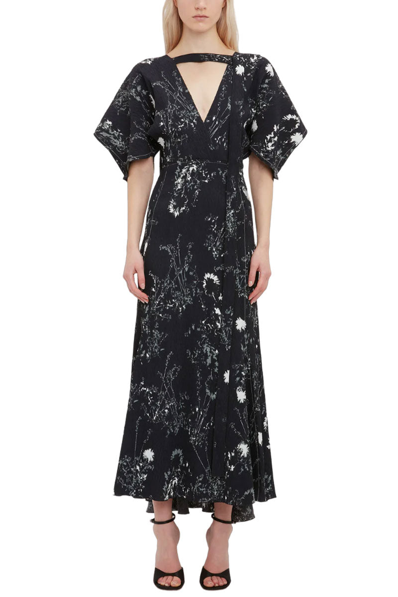 Kimono Sleeve Printed Dress-Victoria Beckham-Boyds Philadelphia