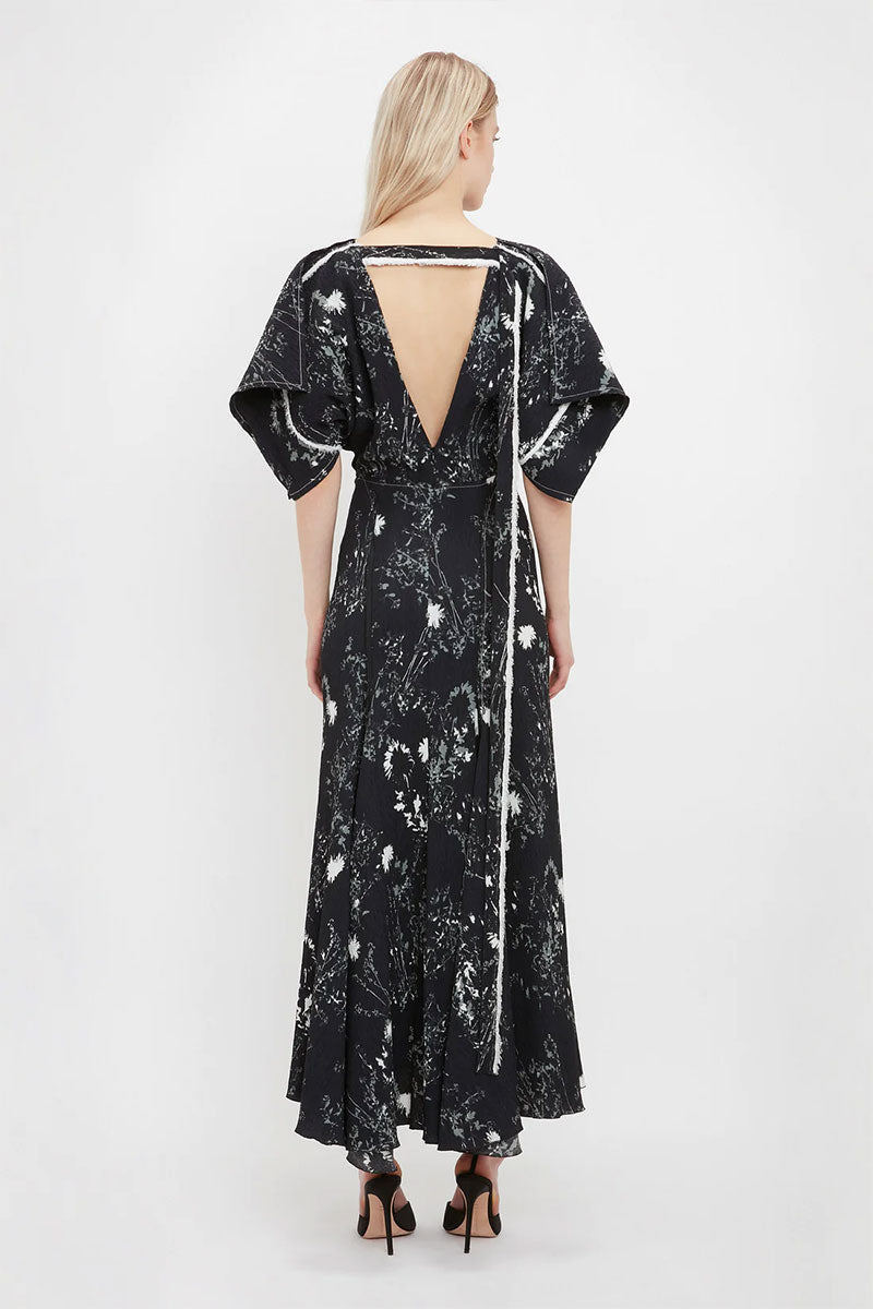 Kimono Sleeve Printed Dress-Victoria Beckham-Boyds Philadelphia