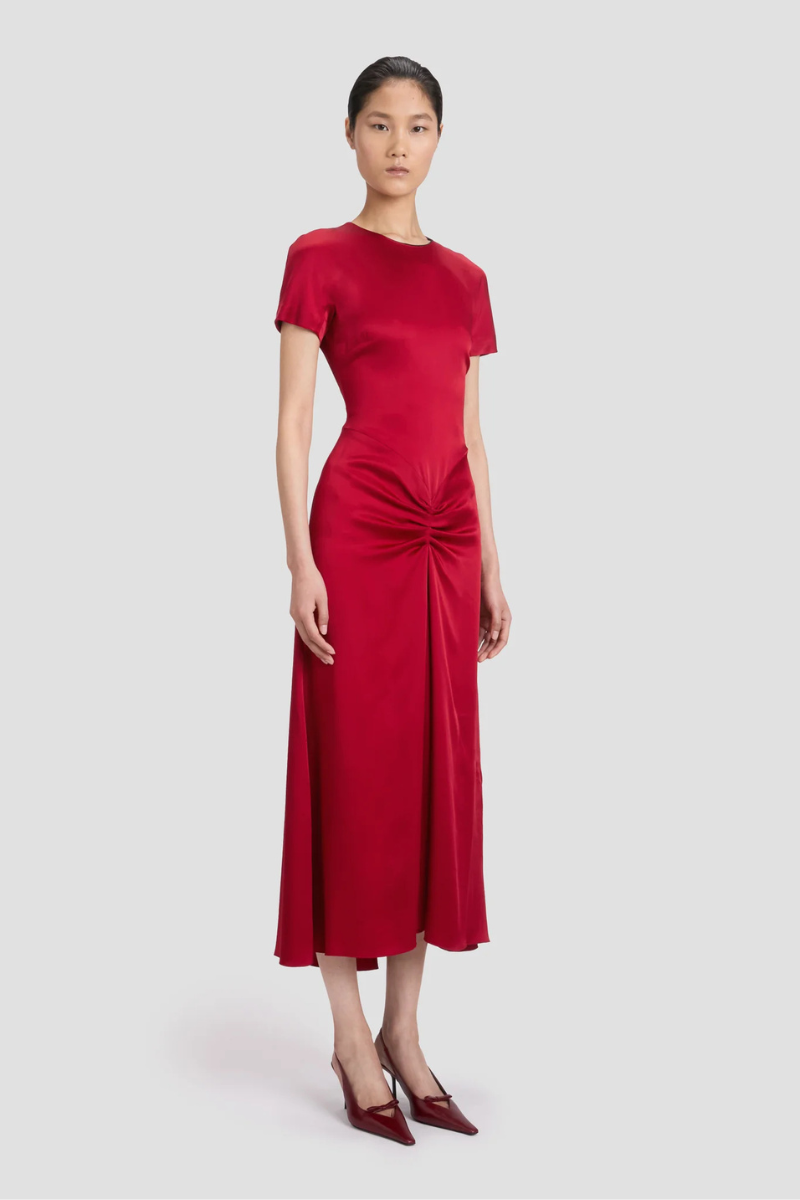 Gathered Detail T-Shirt Midi Dress-Victoria Beckham-Boyds Philadelphia