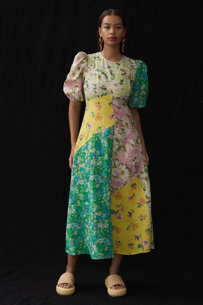 Kenzie Patchwork Midi Dress-ALEMAIS-Boyds Philadelphia