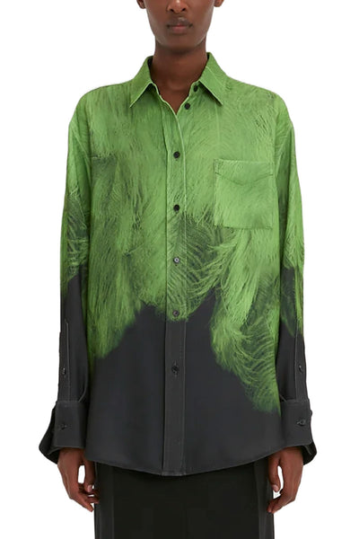 Oversized Digital Feather Print Shirt-Victoria Beckham-Boyds Philadelphia