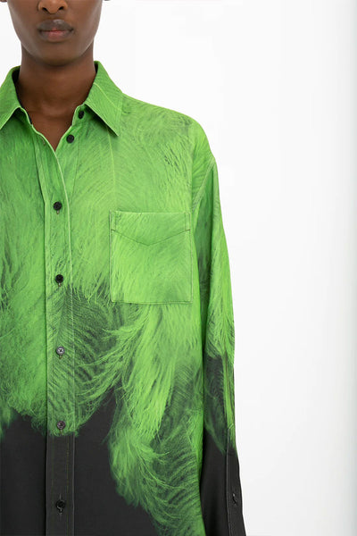 Oversized Digital Feather Print Shirt-Victoria Beckham-Boyds Philadelphia