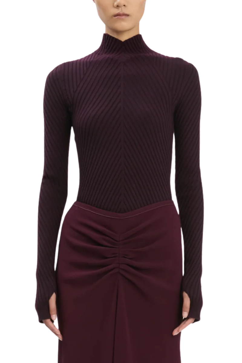 Ribbed Long Sleeve Knit Polo-Victoria Beckham-Boyds Philadelphia