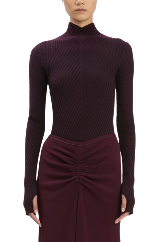Ribbed Long Sleeve Knit Polo-Victoria Beckham-Boyds Philadelphia