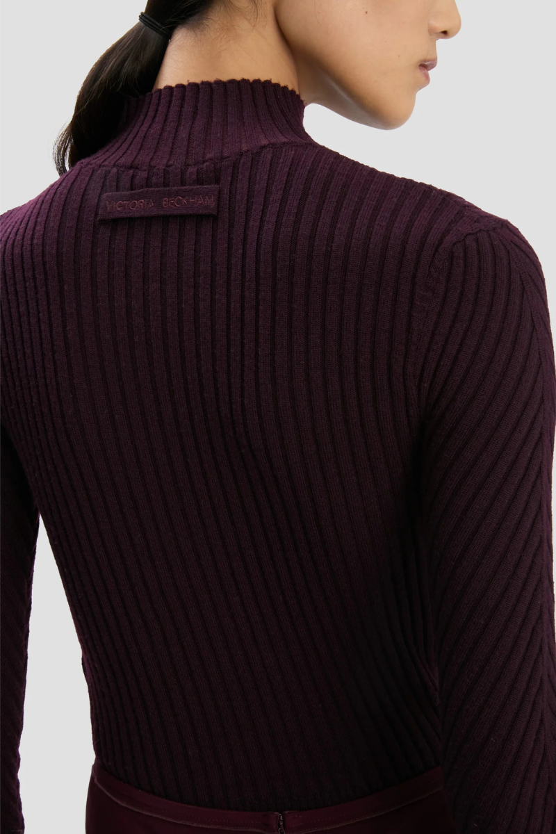 Ribbed Long Sleeve Knit Polo-Victoria Beckham-Boyds Philadelphia