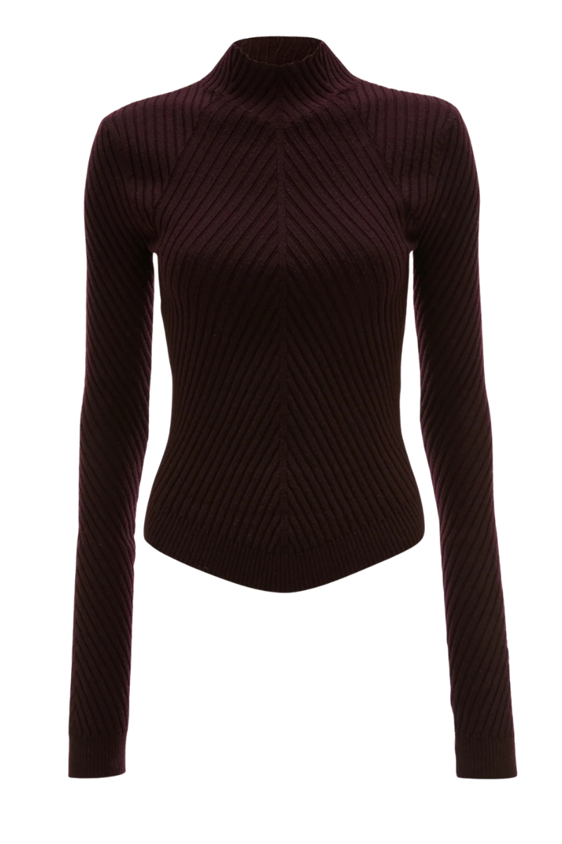 Ribbed Long Sleeve Knit Polo-Victoria Beckham-Boyds Philadelphia