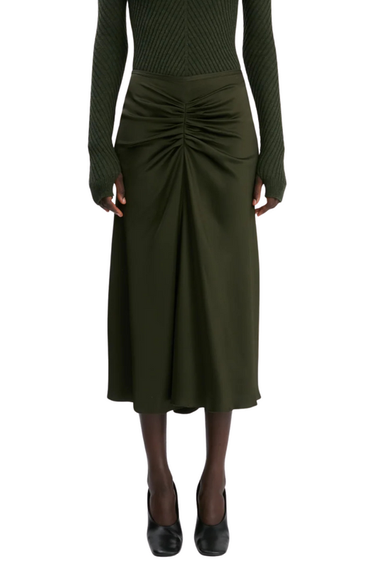 Gathered Waist Midi Skirt-Victoria Beckham-Boyds Philadelphia
