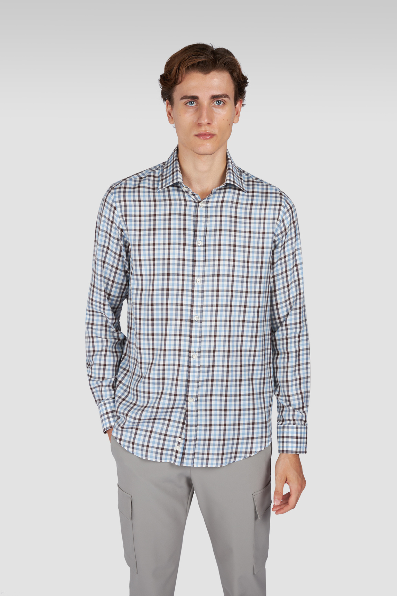 Brown-Blue Check Shirt-Paul & Shark-Boyds Philadelphia