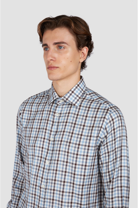 Brown-Blue Check Shirt-Paul & Shark-Boyds Philadelphia
